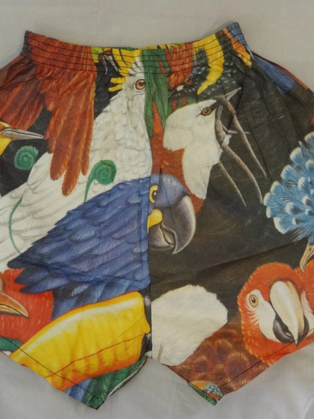 Animal Print PRIDE Parrot Cockatiel Myna Bird Tyvek Stretch Swimming Trunks Sz M